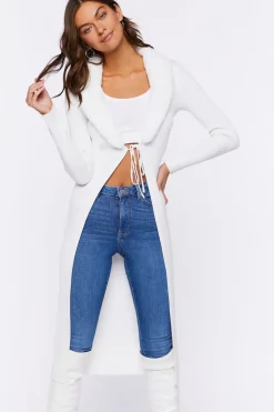 Faux Fur-Trim Duster Cardigan Sweater