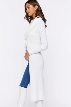 Faux Fur-Trim Duster Cardigan Sweater