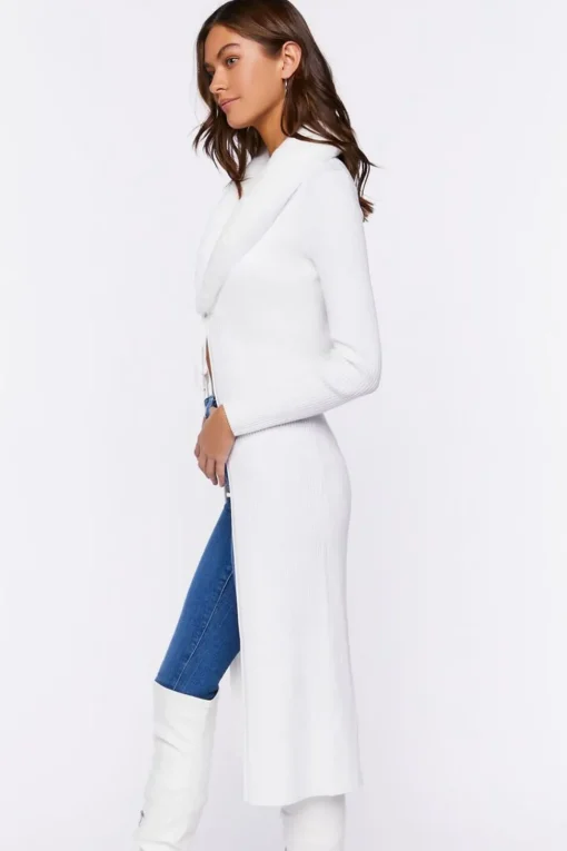 Faux Fur-Trim Duster Cardigan Sweater