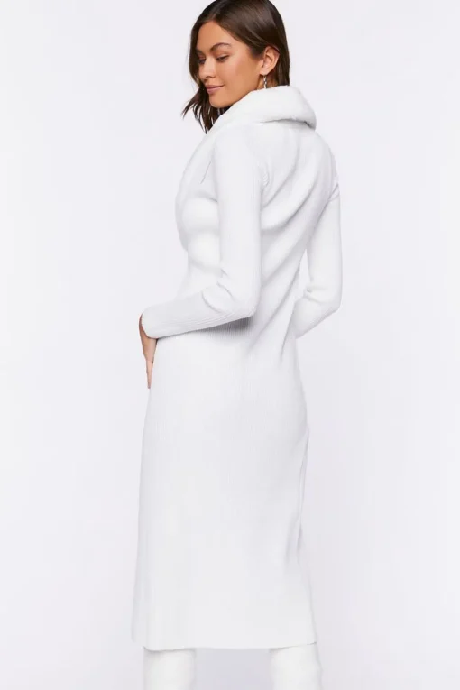 Faux Fur-Trim Duster Cardigan Sweater
