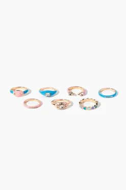 Faux Gem & Rhinestone Enamel Ring Set
