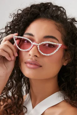 Faux Gem Cat-Eye Sunglasses