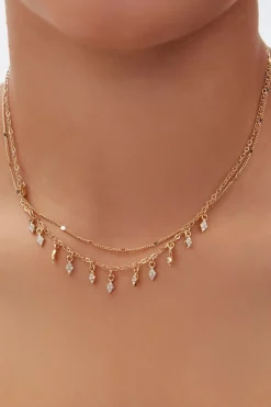 Faux Gem Charm Chain Necklace