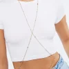 Faux Gem Crisscross Body Chain