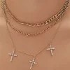 Faux Gem Cross Chain Necklace Set