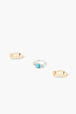 Faux Gem Evil Eye Cocktail Ring Set