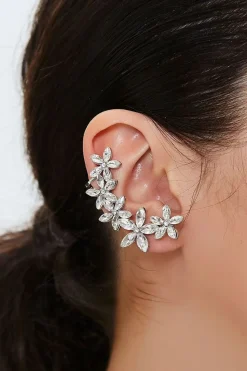 Faux Gem Floral Ear Crawlers