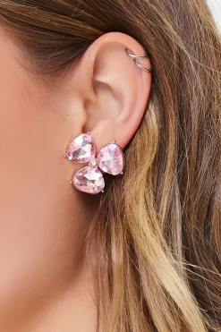 Faux Gem Floral Stud Earrings