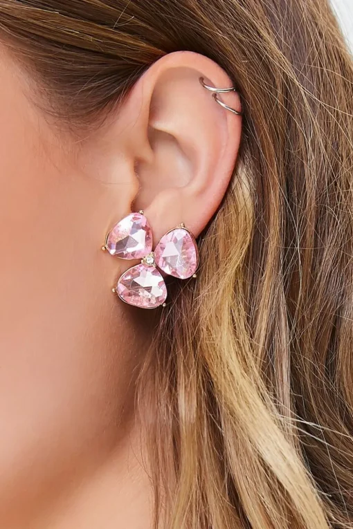 Faux Gem Floral Stud Earrings