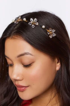 Faux Gem Flower Headband