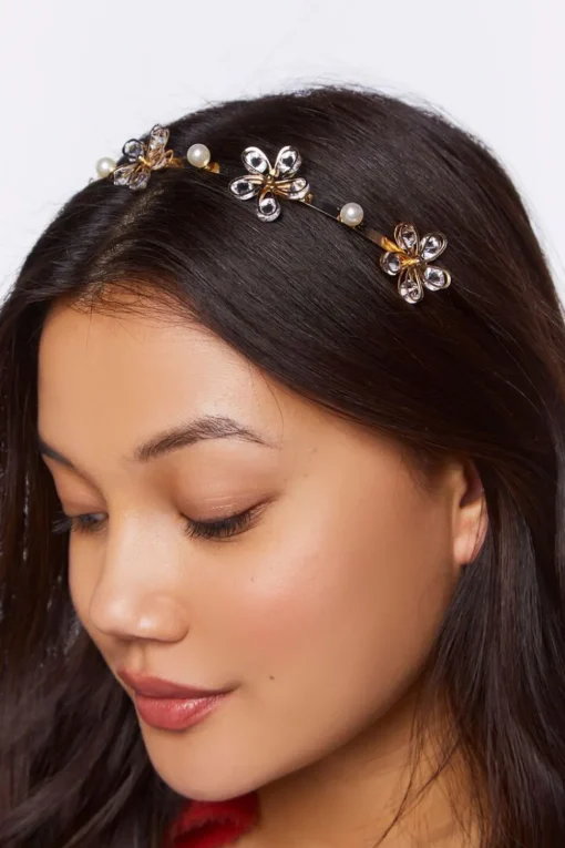 Faux Gem Flower Headband