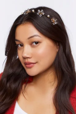 Faux Gem Flower Headband