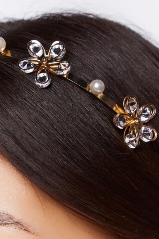 Faux Gem Flower Headband