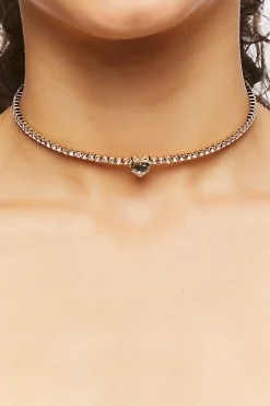 Faux Gem Heart Choker Necklace