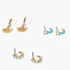 Faux Gem Hoop Earring Set