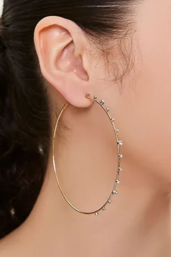 Faux Gem Hoop Earrings