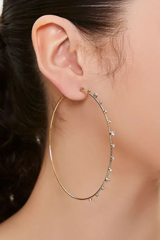 Faux Gem Hoop Earrings