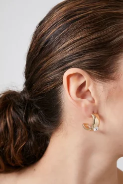 Faux Gem Hoop Earrings