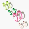 Faux Gem Open-End Hoop Earring Set