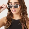 Faux Gem Rectangular Sunglasses