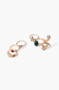 Faux Gem Snake Charm Ring Set