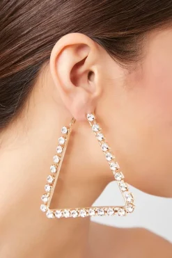 Faux Gem Triangle Hoop Earrings