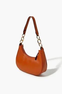 Faux Leather Baguette Shoulder Bag