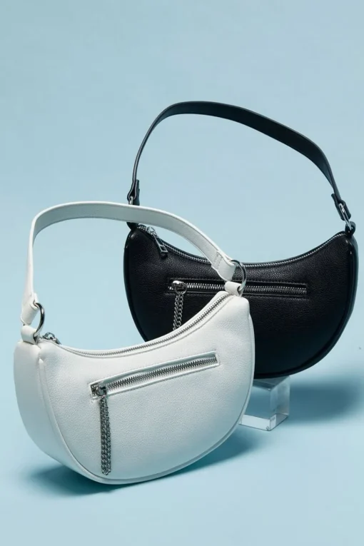 Faux Leather Baguette Shoulder Bag