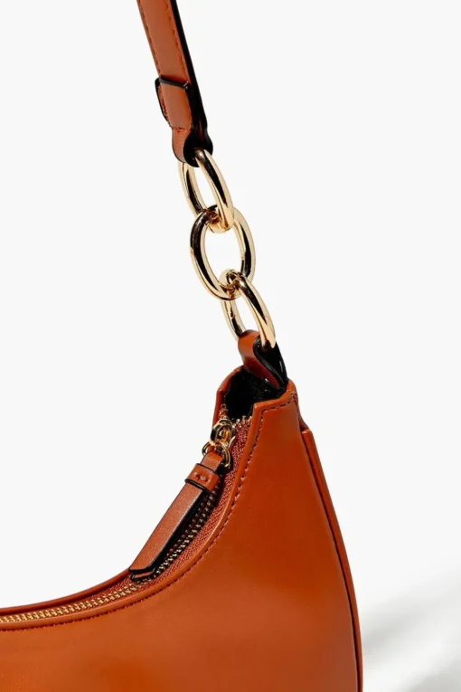 Faux Leather Baguette Shoulder Bag