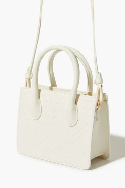 Faux Leather Basketwoven Satchel Bag