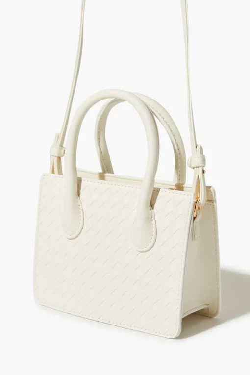 Faux Leather Basketwoven Satchel Bag