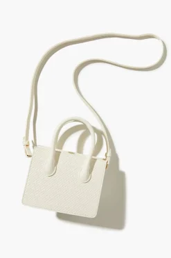 Faux Leather Basketwoven Satchel Bag