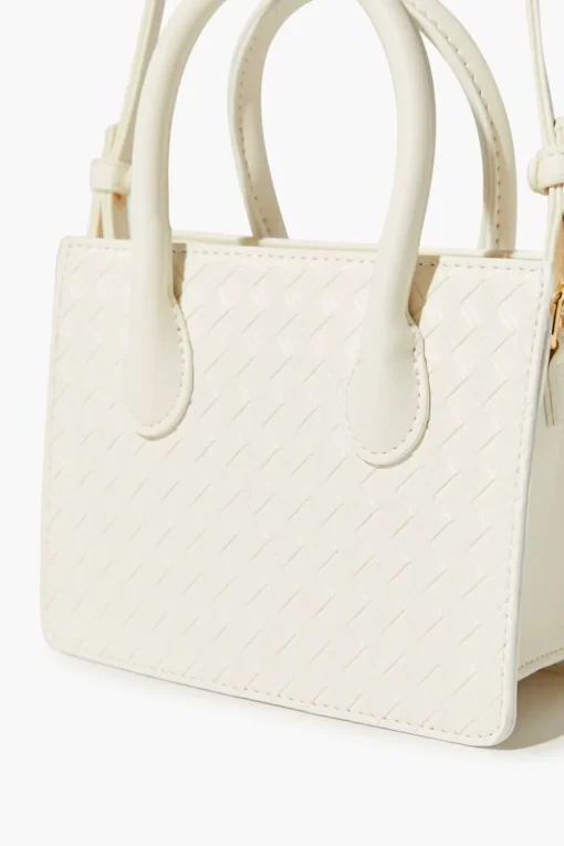 Faux Leather Basketwoven Satchel Bag