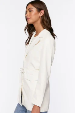 Faux Leather Belted Blazer