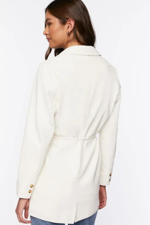 Faux Leather Belted Blazer