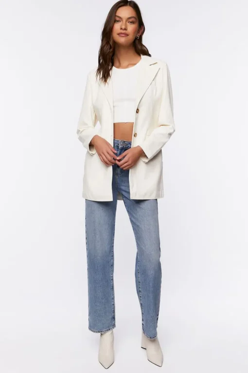 Faux Leather Belted Blazer