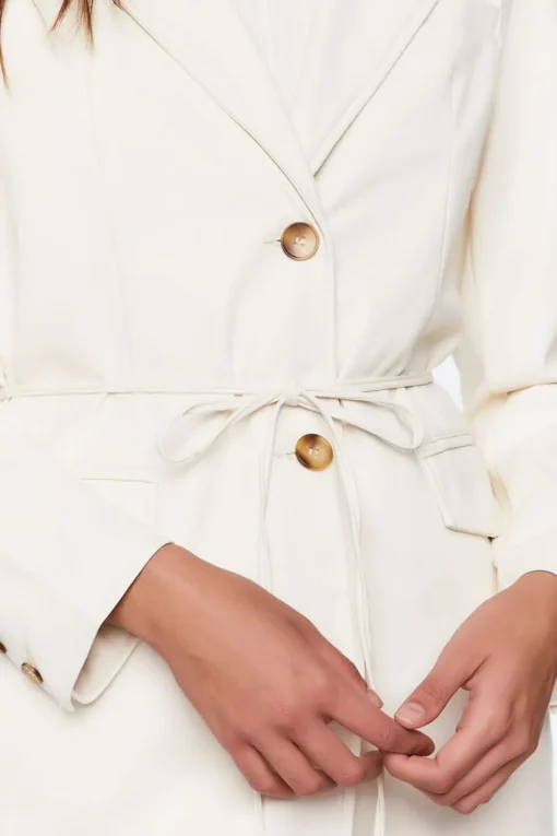 Faux Leather Belted Blazer
