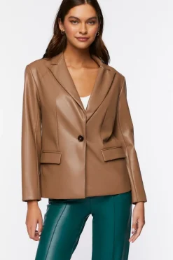 Faux Leather Blazer