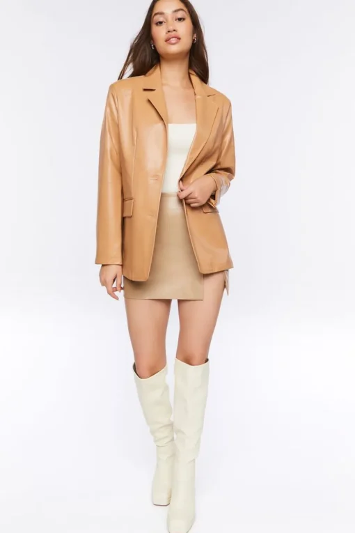 Faux Leather Blazer