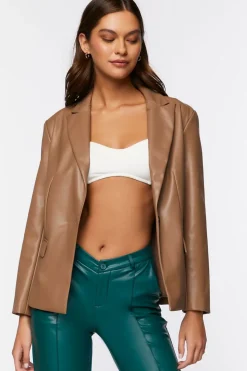 Faux Leather Blazer