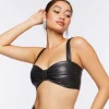 Faux Leather Bow Bralette