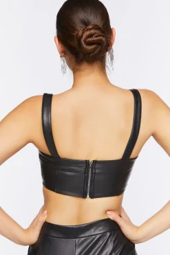 Faux Leather Bow Bralette