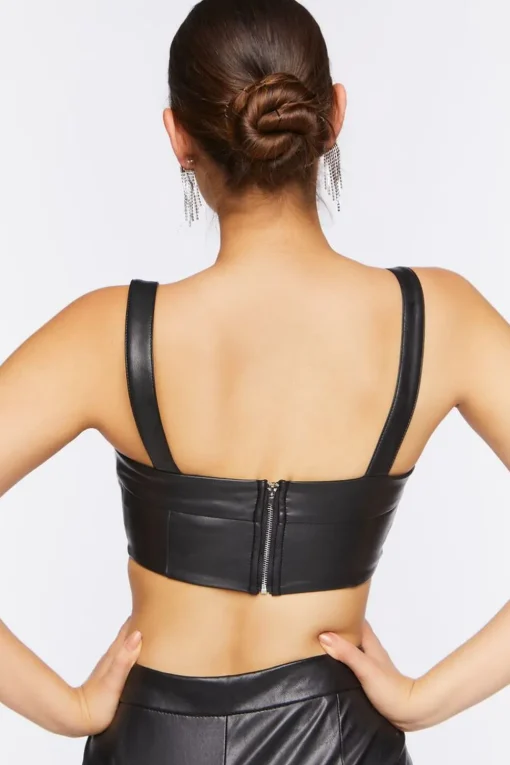 Faux Leather Bow Bralette