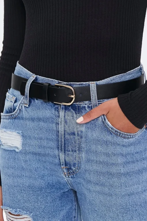 Faux Leather Buckle Belt