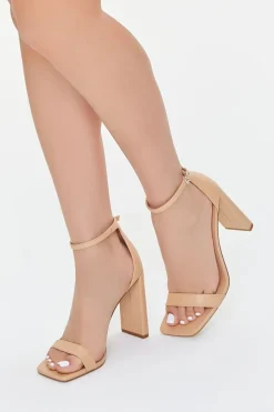 Faux Leather Buckled Heels