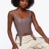 Faux Leather Bustier Crop Top