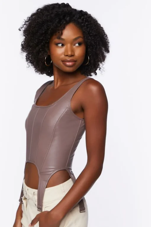 Faux Leather Bustier Crop Top