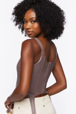 Faux Leather Bustier Crop Top