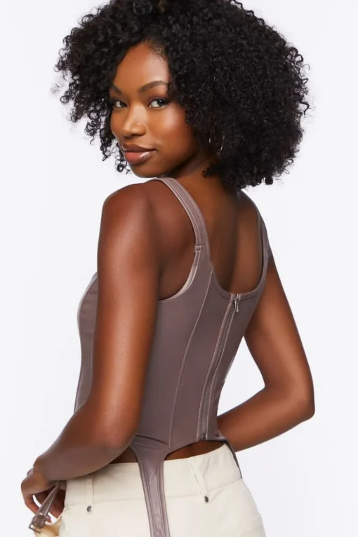 Faux Leather Bustier Crop Top