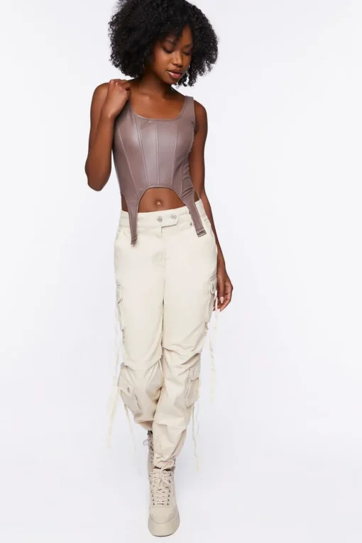 Faux Leather Bustier Crop Top
